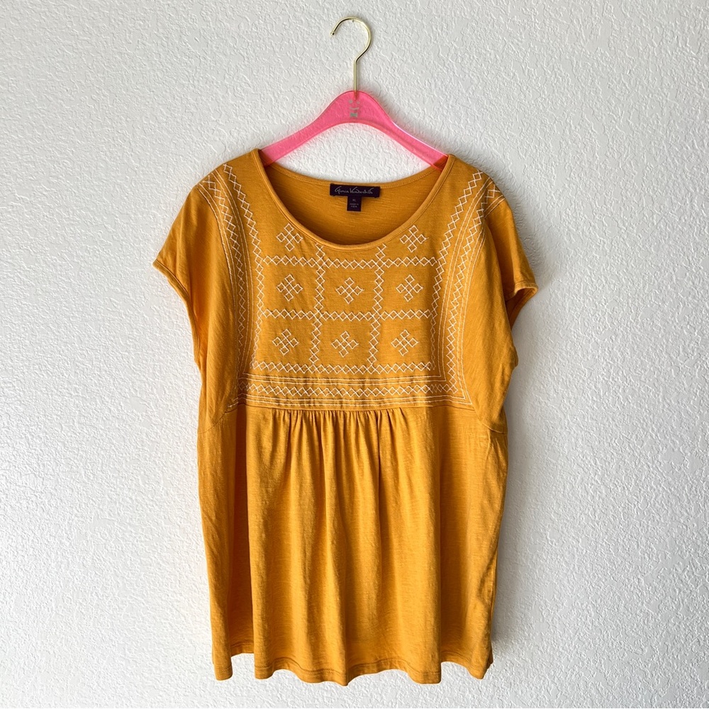 Gloria Vanderbilt Ladies' Embroidered Short Sleeve Peplum Tee Size XL